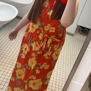 orange flowery dress